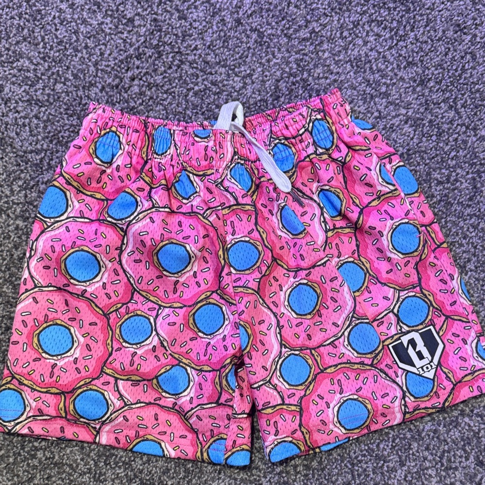 Pink Donut Print Kids Shorts